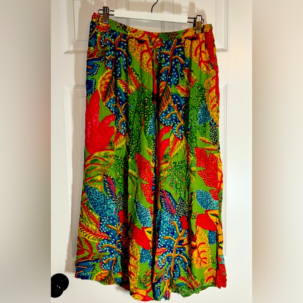 Christian Siriano Palazzo Pants Tropical Floral Festival Resort Cruise Beach L